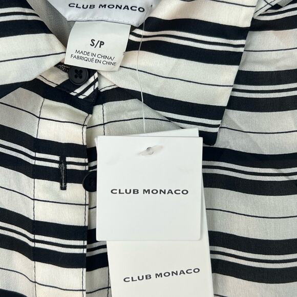 Club Monaco Striped Silk Button Down Shirt Blouse Small - Picture 2 of 6